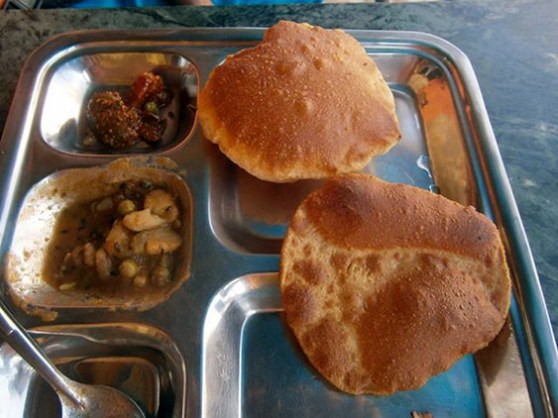 1. Breakfast - Bathura - huge fried mekici (fried batters) with potato curry